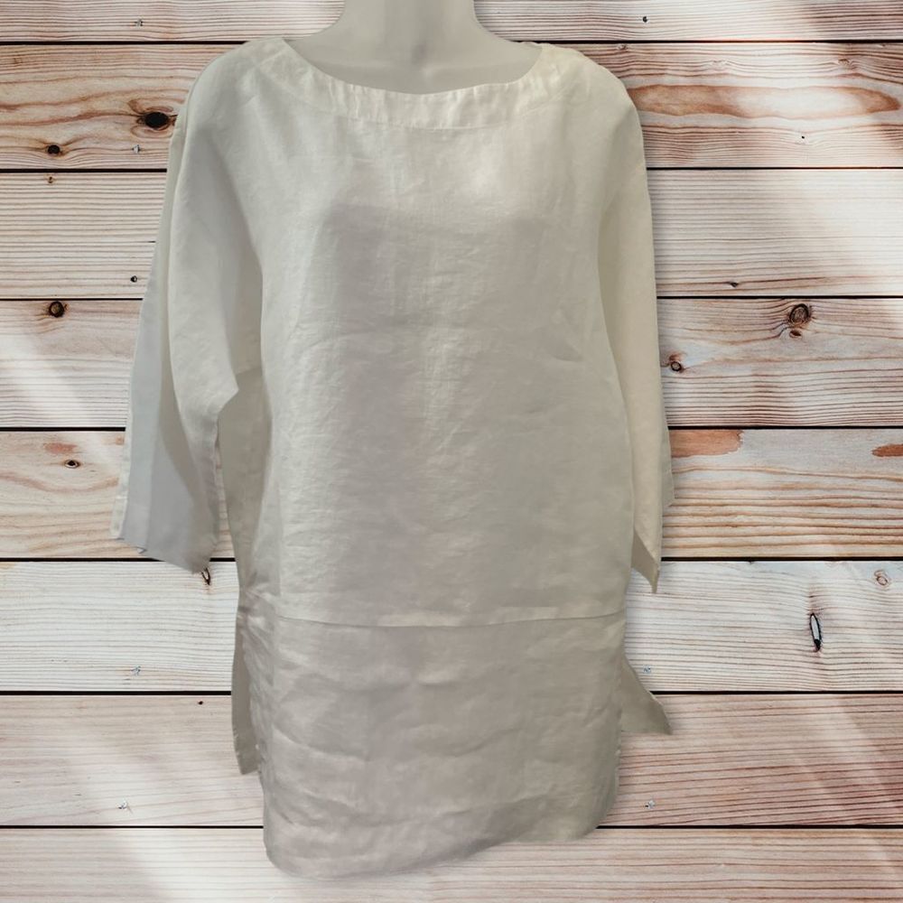 J Jill White 100% Linen Tunic - Size XS- White